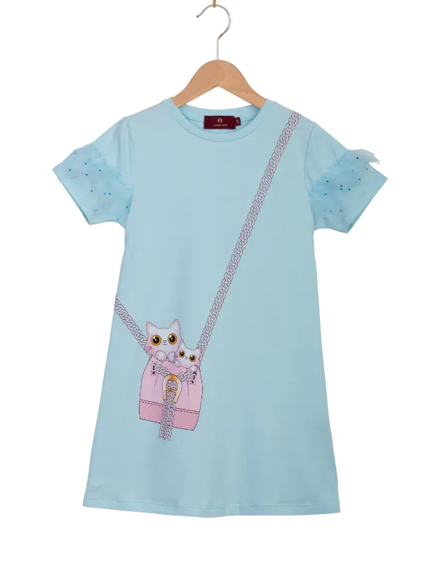 Aigner Dress Sling Kitty Polka Dot Blue