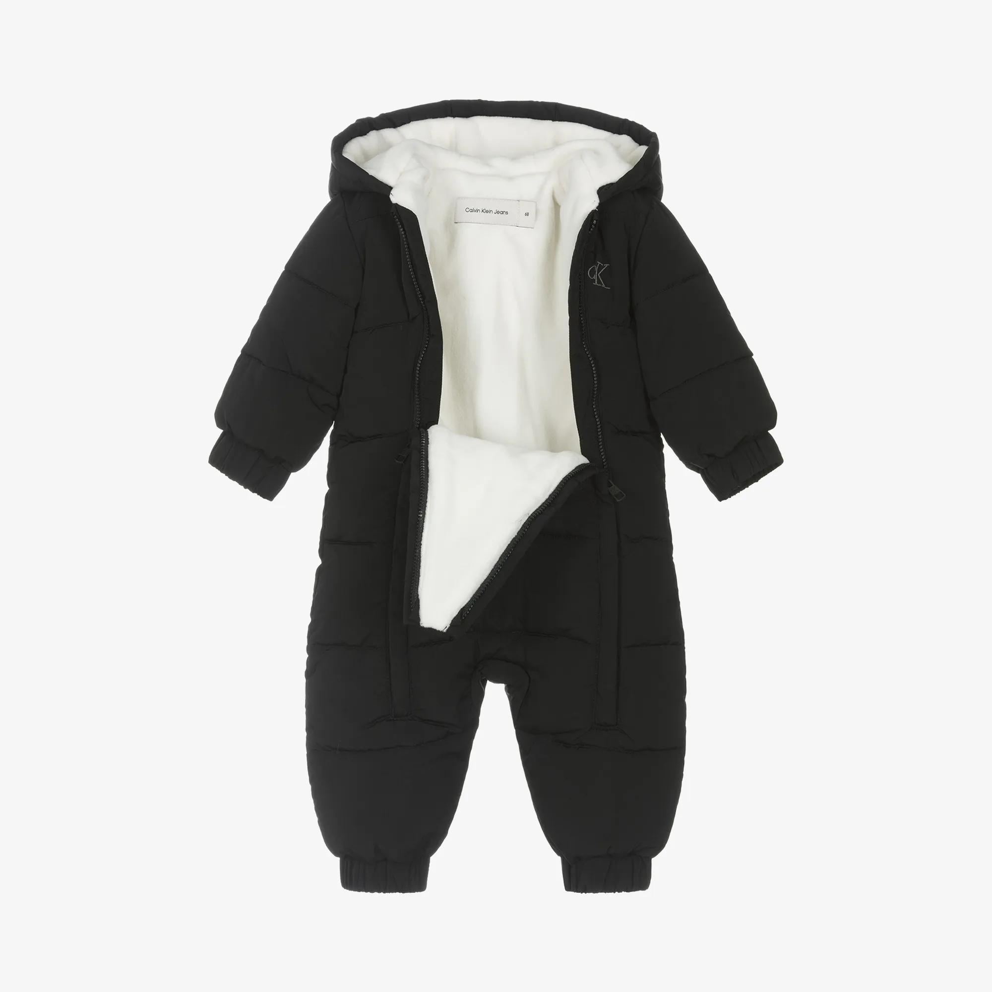 Baby Boys Black Monogram Snowsuit