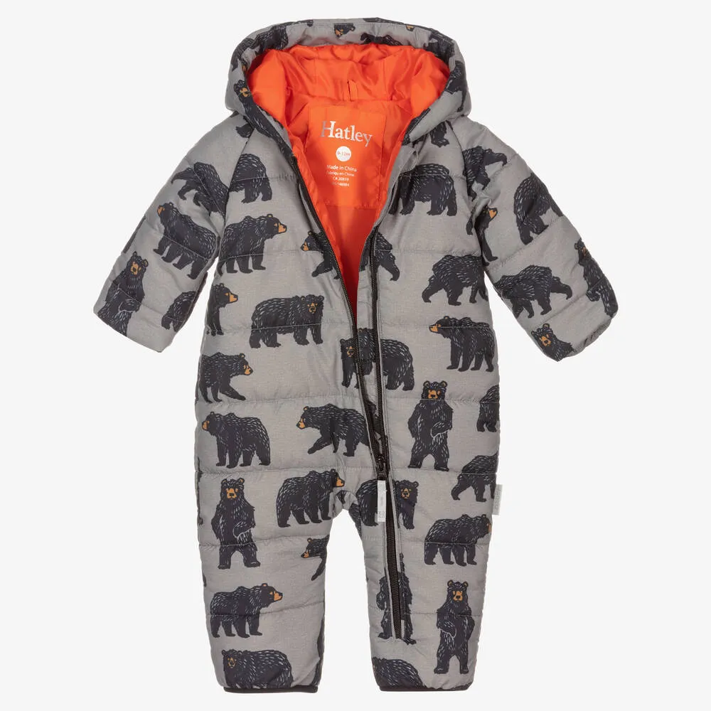 Baby Boys Grey Bear Snowsuit