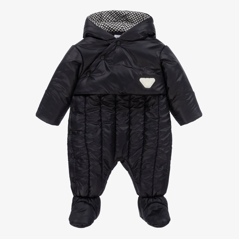 Baby Boys Navy Blue Hooded Snowsuit