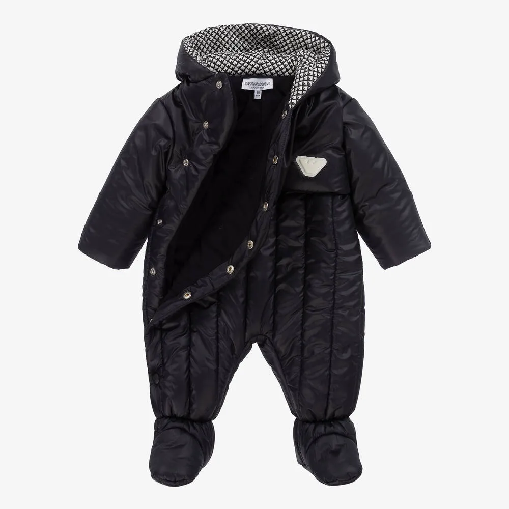 Baby Boys Navy Blue Hooded Snowsuit