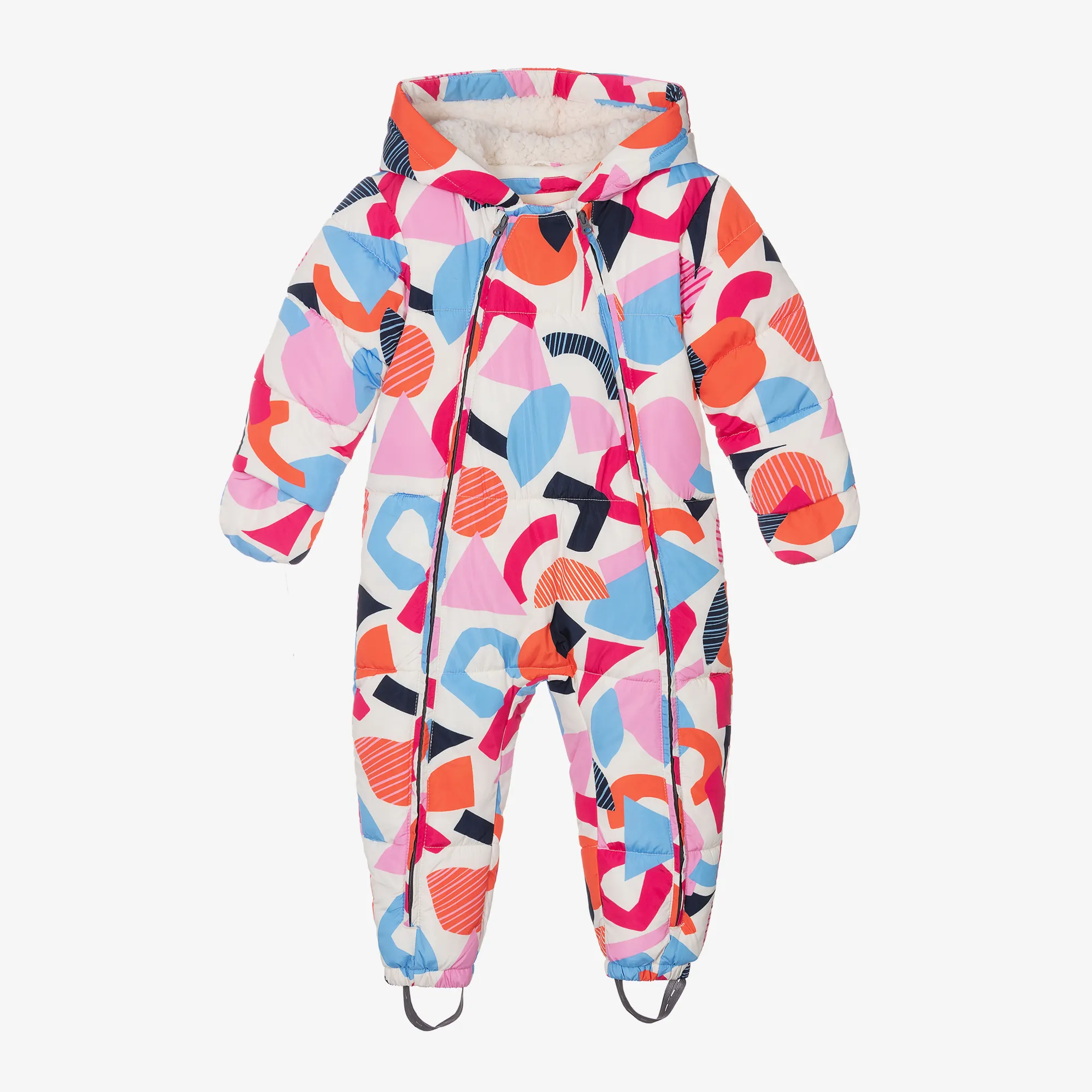 Baby Girls Ivory & Pink Puffer Snowsuit