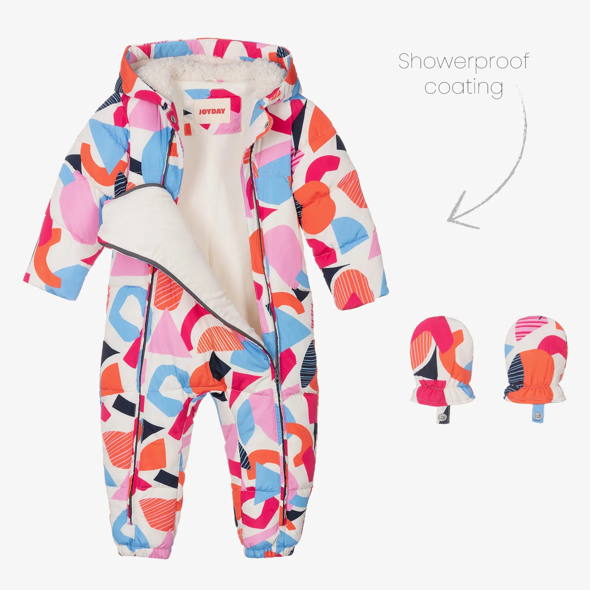 Baby Girls Ivory & Pink Puffer Snowsuit