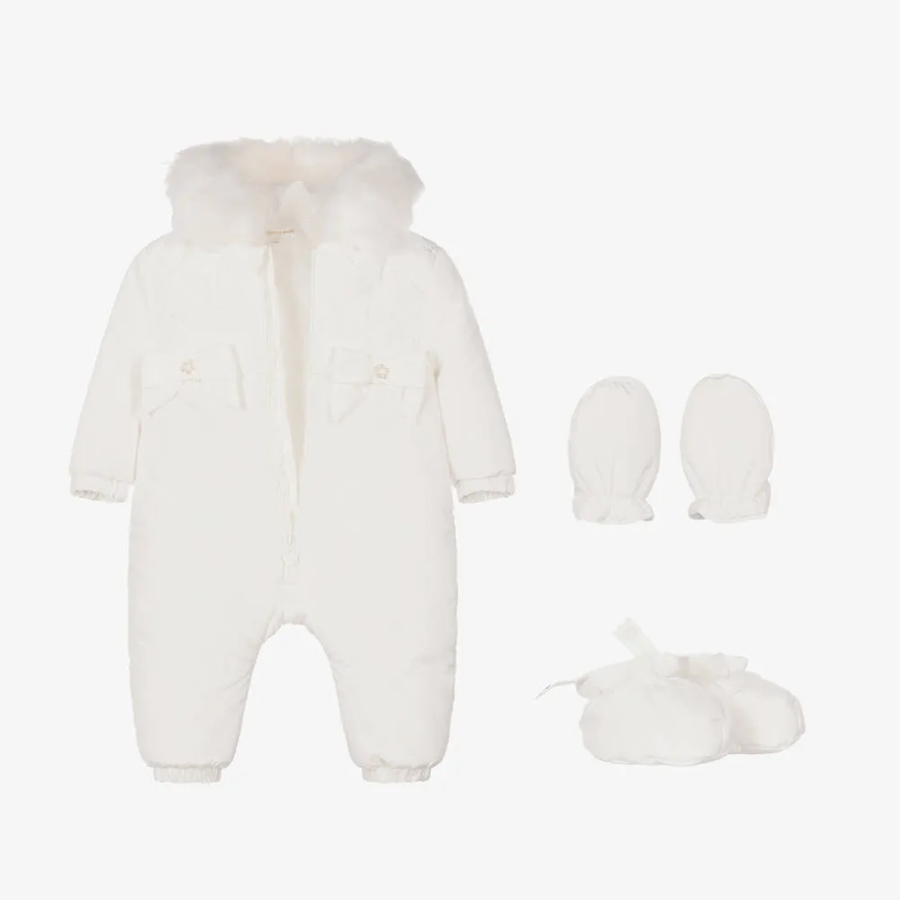 Baby Girls Ivory Padded Snowsuit