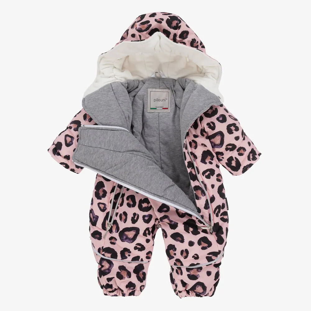 Baby Girls Pink Leopard Print Snowsuit