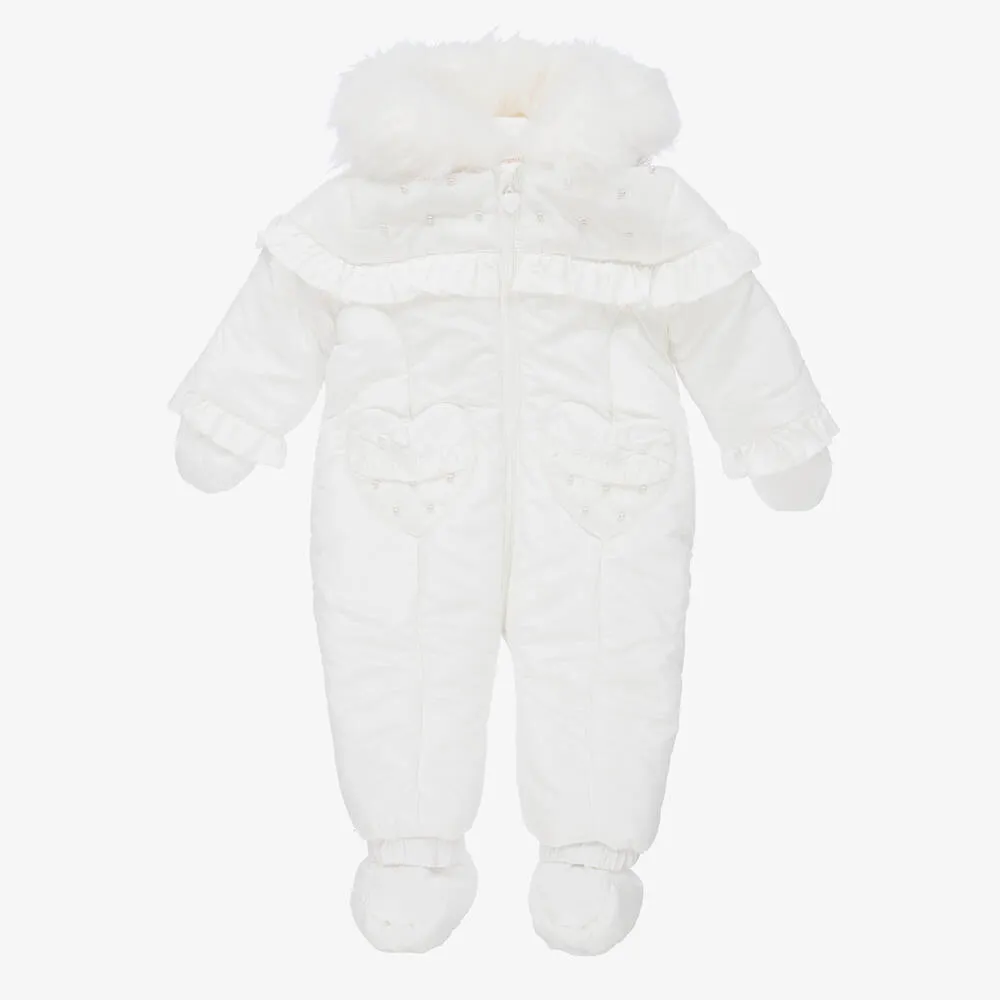 Baby Girls White Snowsuit