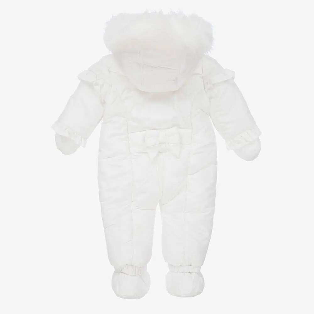 Baby Girls White Snowsuit