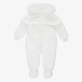 Baby Girls White Snowsuit