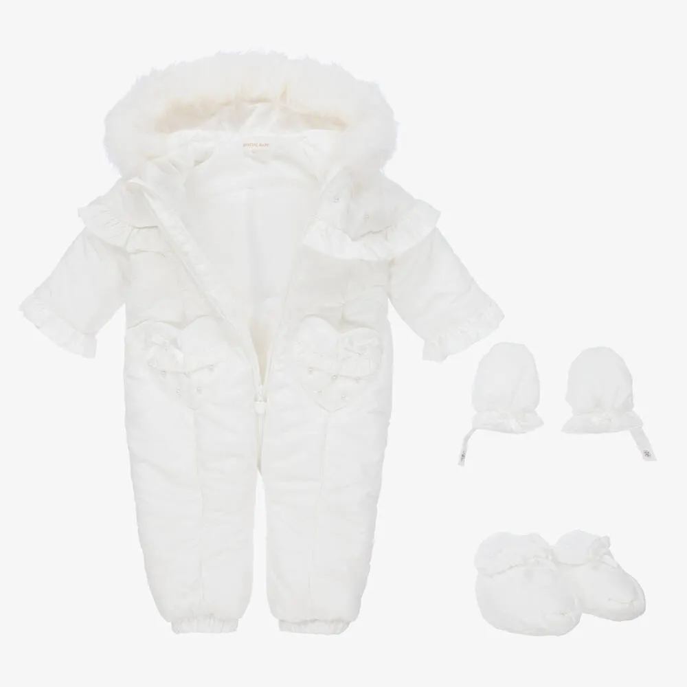 Baby Girls White Snowsuit