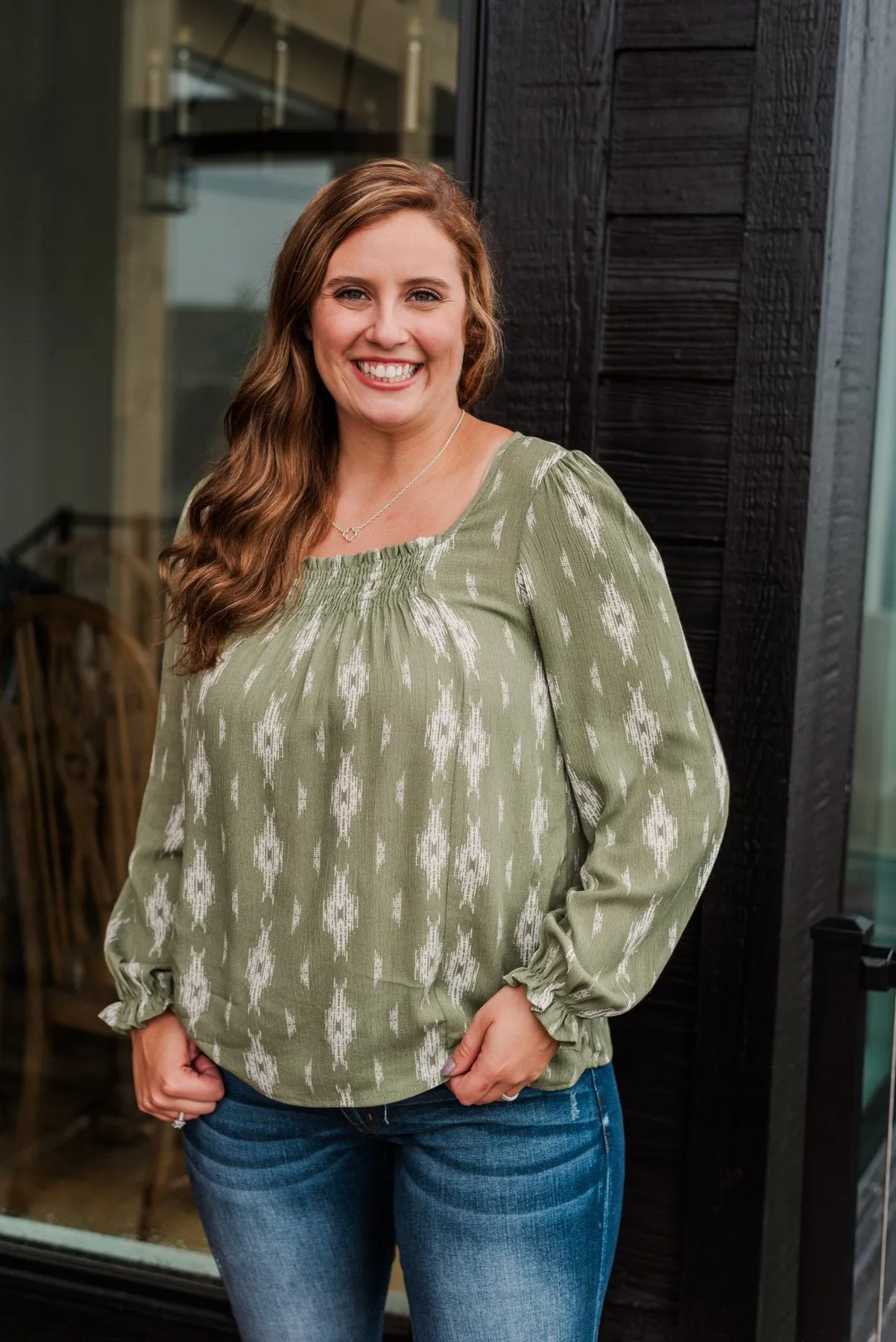 Beyond Beautiful Long Sleeve Blouse- Light Olive