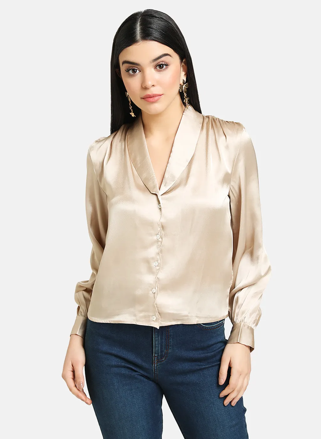 Bishop Sleeve Satin Shirt