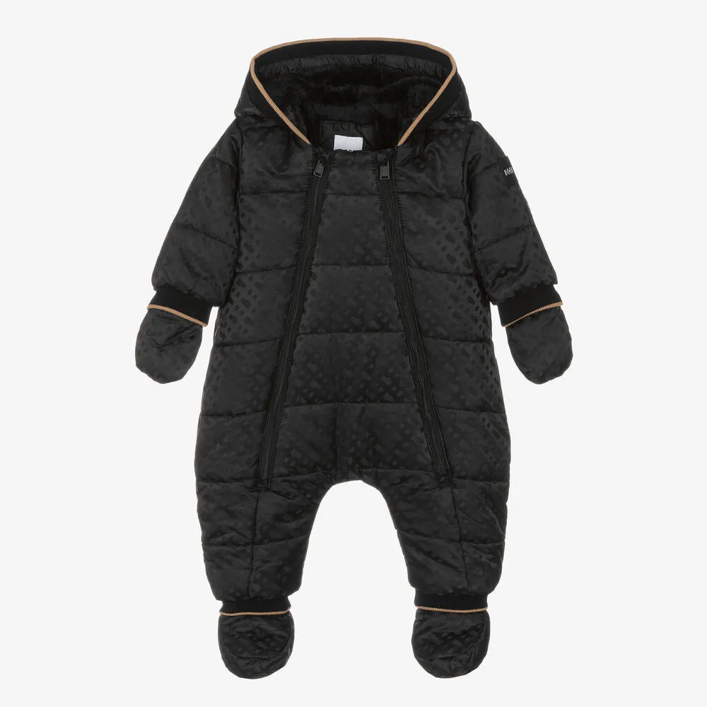 Black Monogram Baby Snowsuit