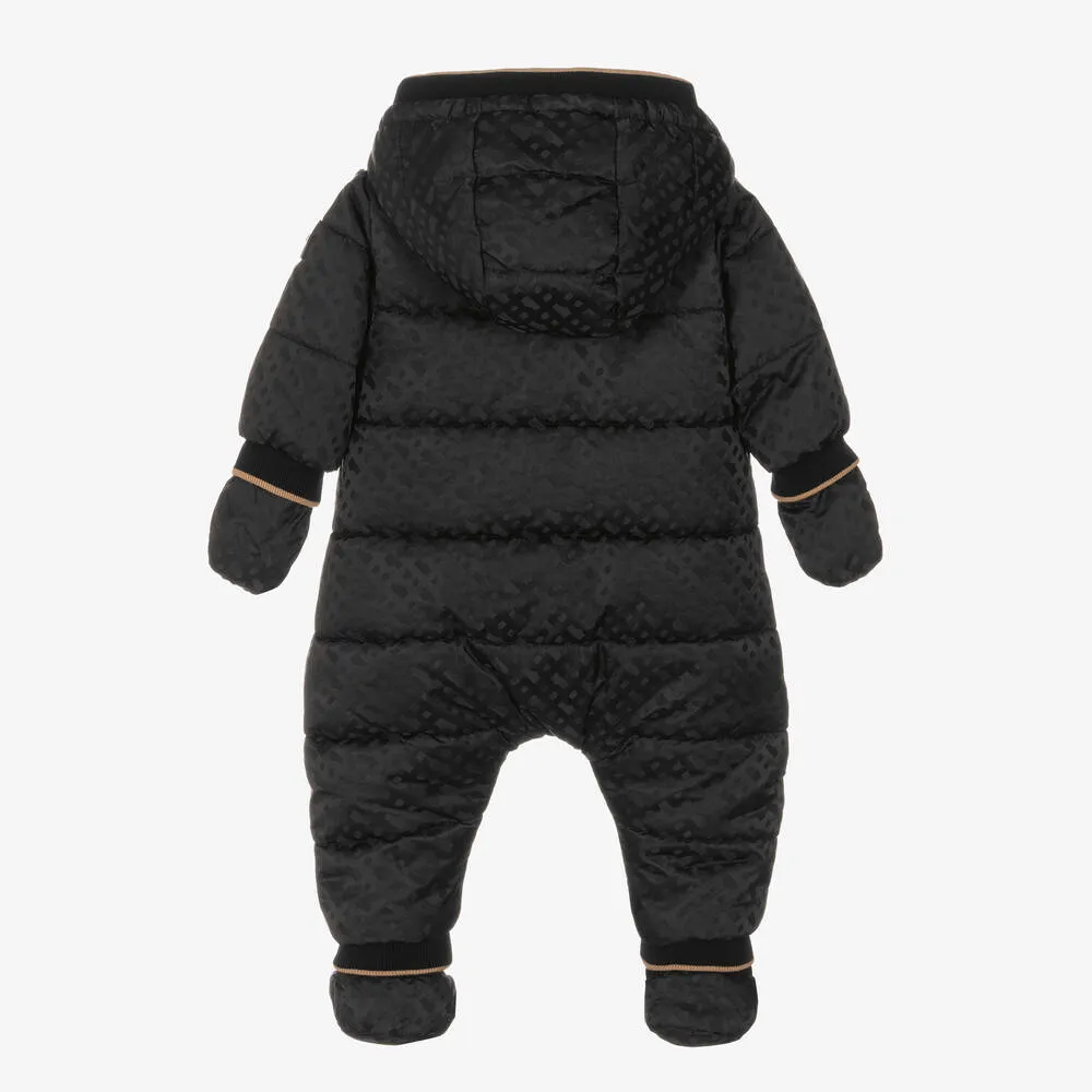 Black Monogram Baby Snowsuit