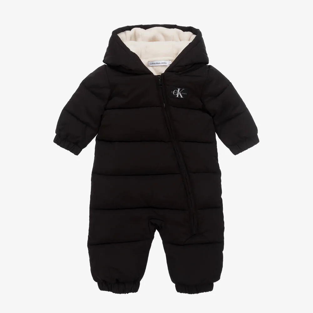 Black Padded Hooded Snowsuit