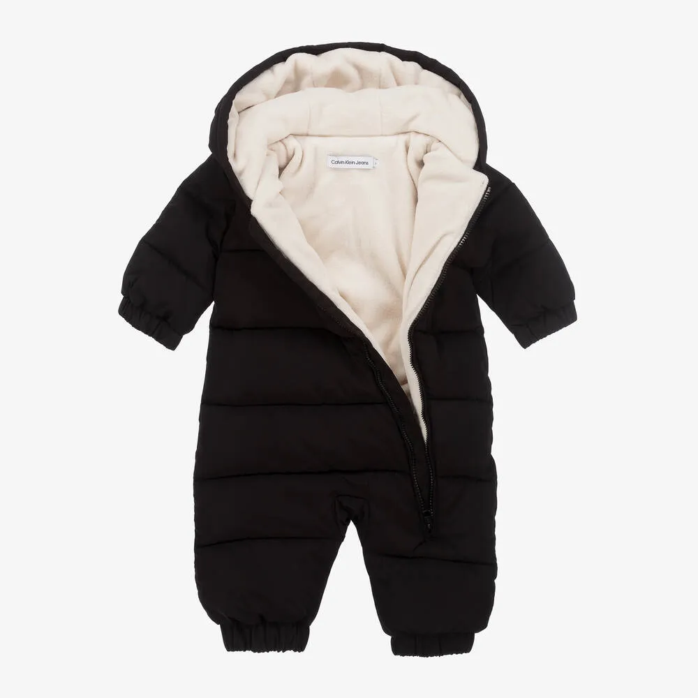 Black Padded Hooded Snowsuit