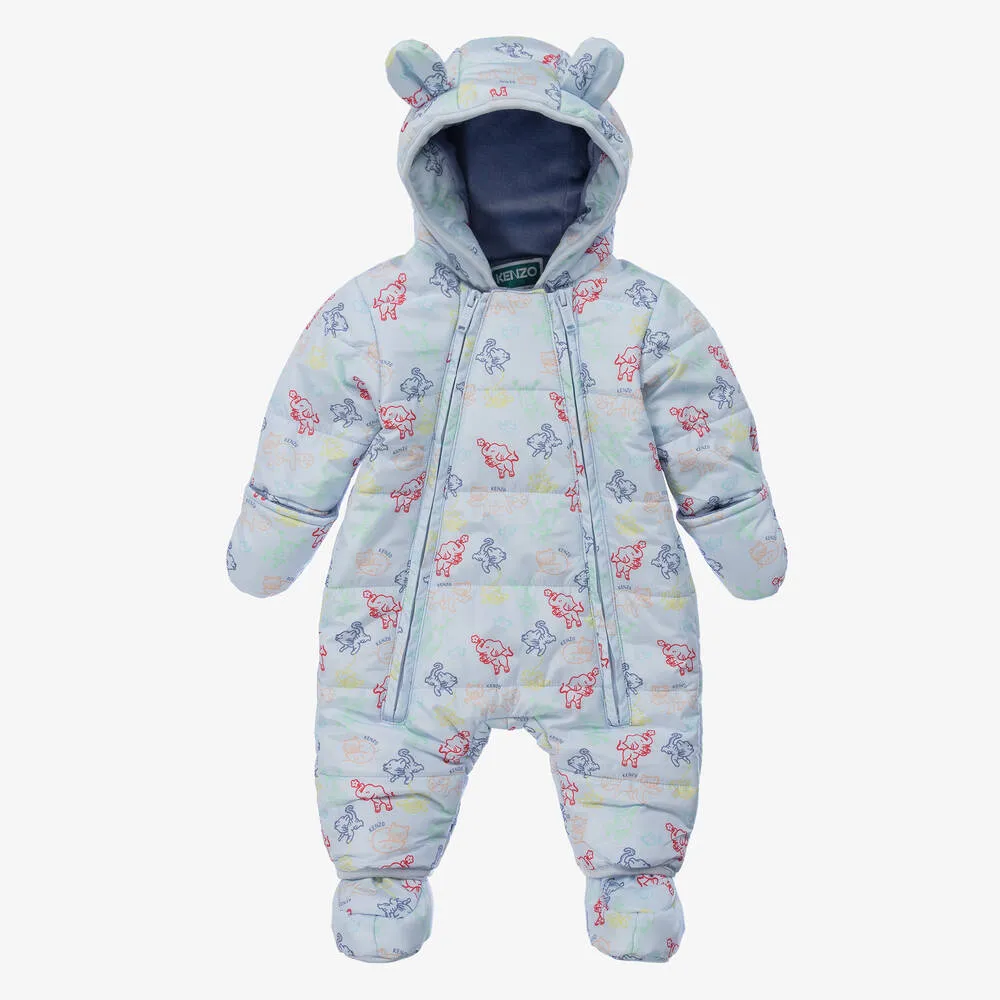 Blue Animal Print Snowsuit