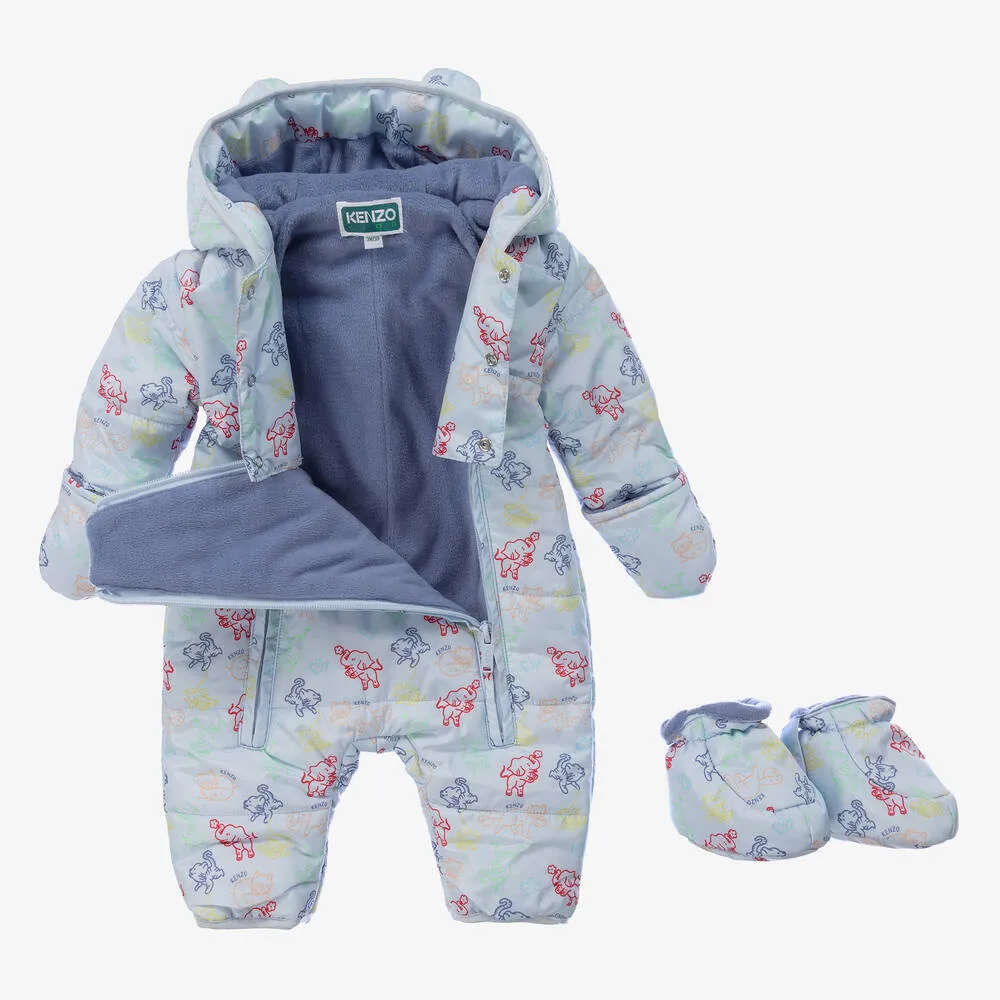 Blue Animal Print Snowsuit