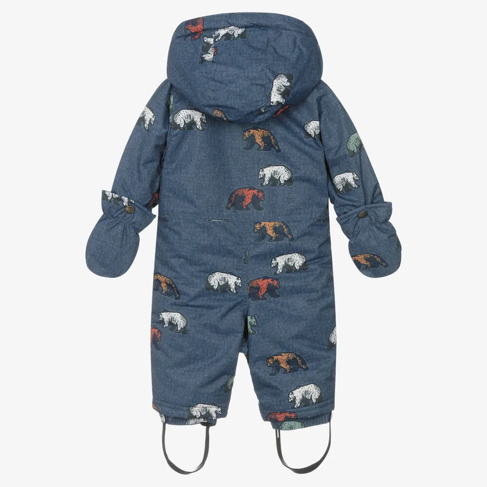 Blue Grizzly Bear Baby Snowsuit Set