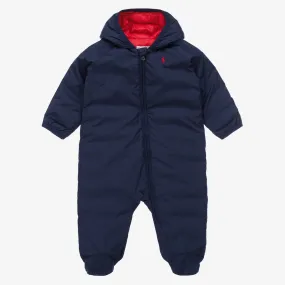 Blue Padded Logo Baby Snowsuit