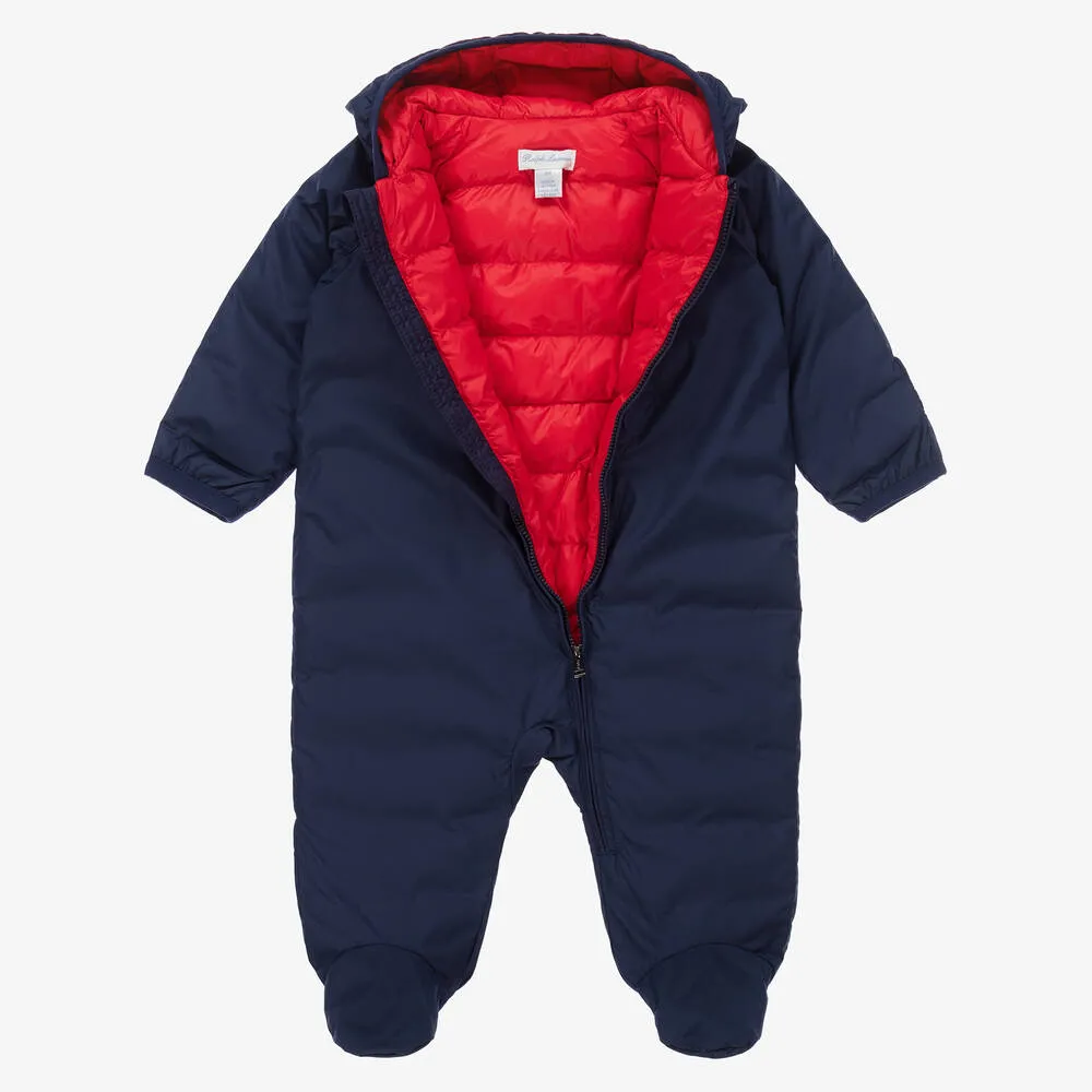 Blue Padded Logo Baby Snowsuit