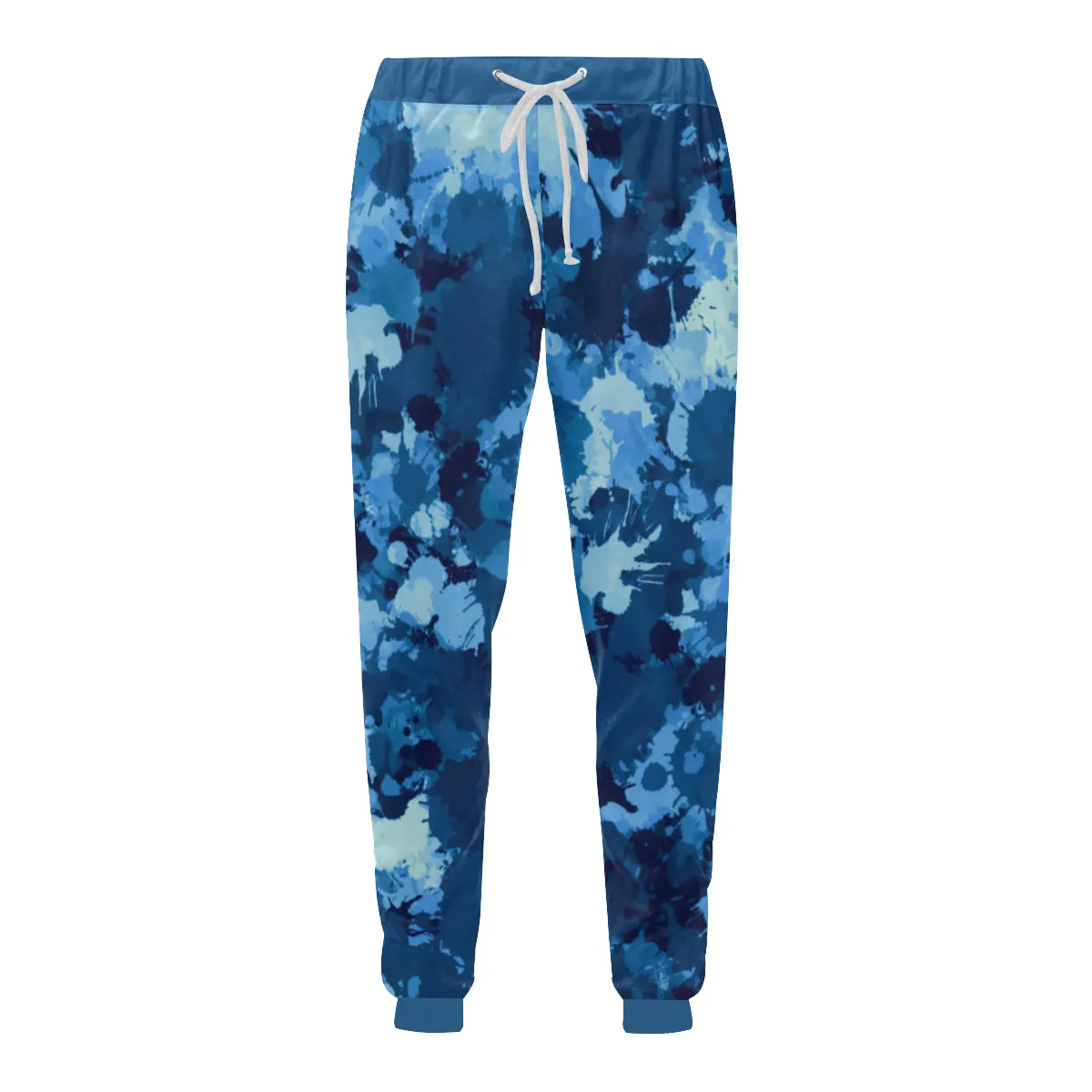 Blue Paint Splatter Camo Men's Big & Tall All Over Print Jogger Sweatpants