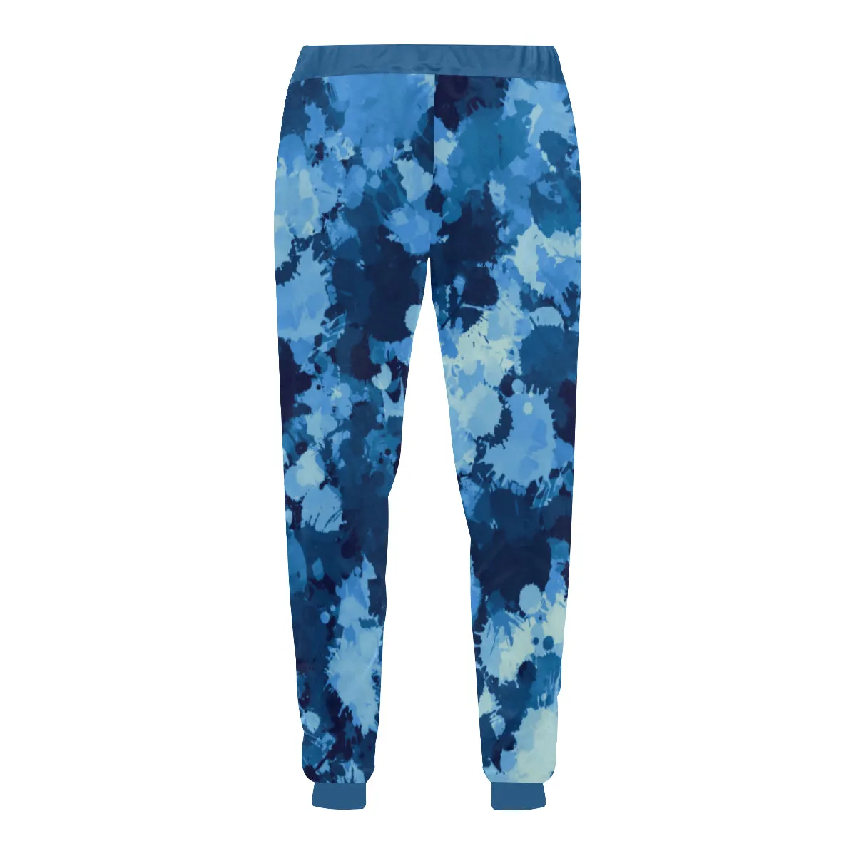 Blue Paint Splatter Camo Men's Big & Tall All Over Print Jogger Sweatpants