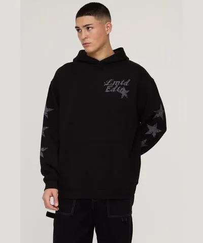 boohoo Mens Boxy Mmxiii Tonal Graphic Hoodie