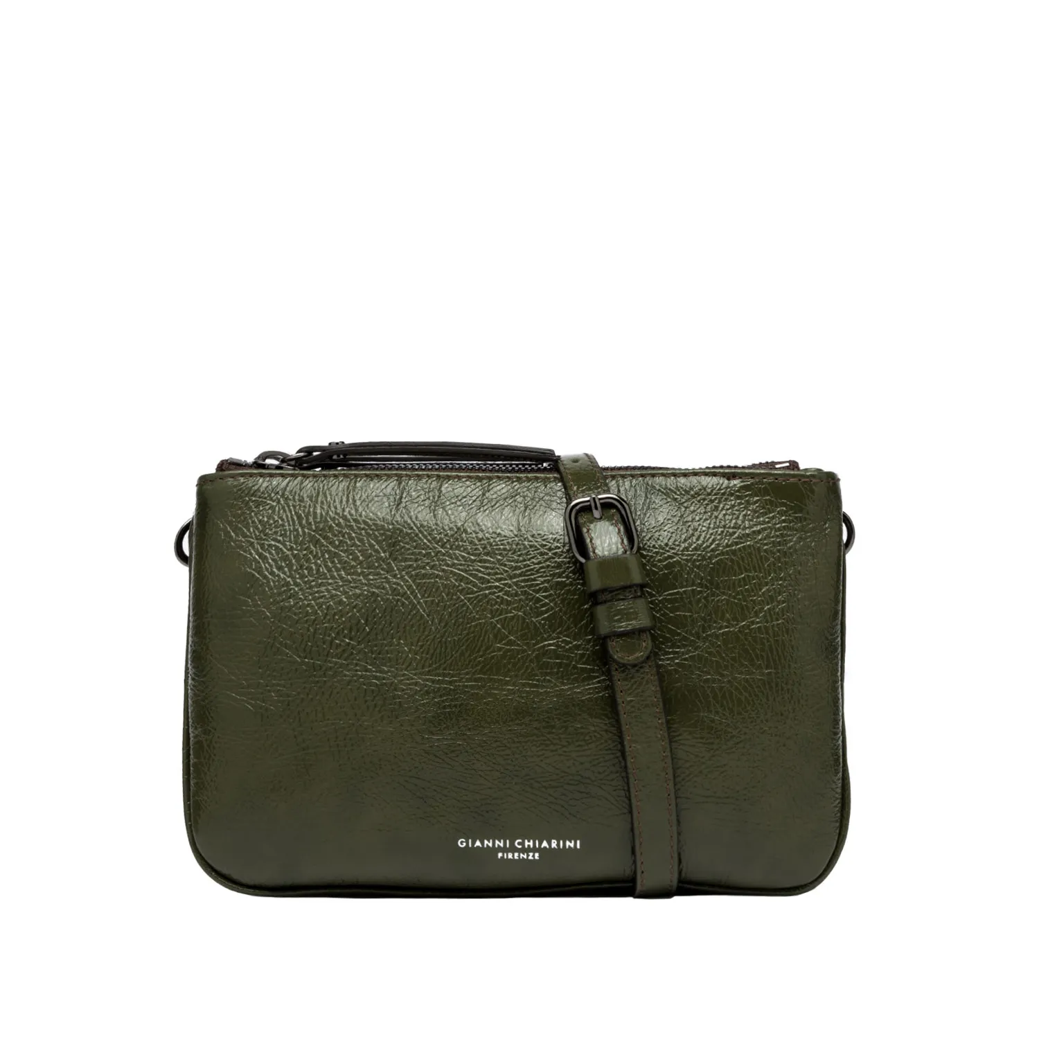 Borsa crossbody Frida in pelle verde fango