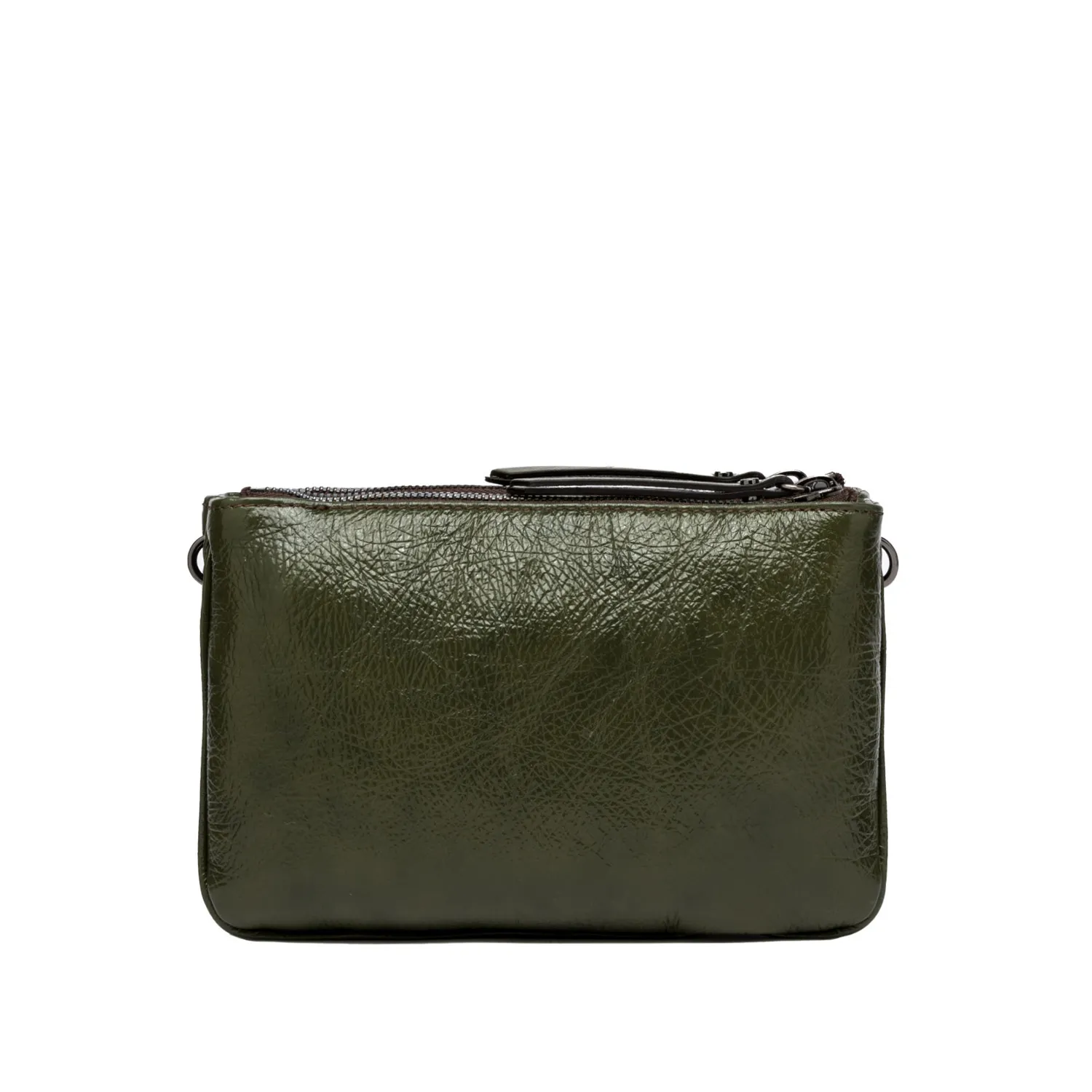 Borsa crossbody Frida in pelle verde fango