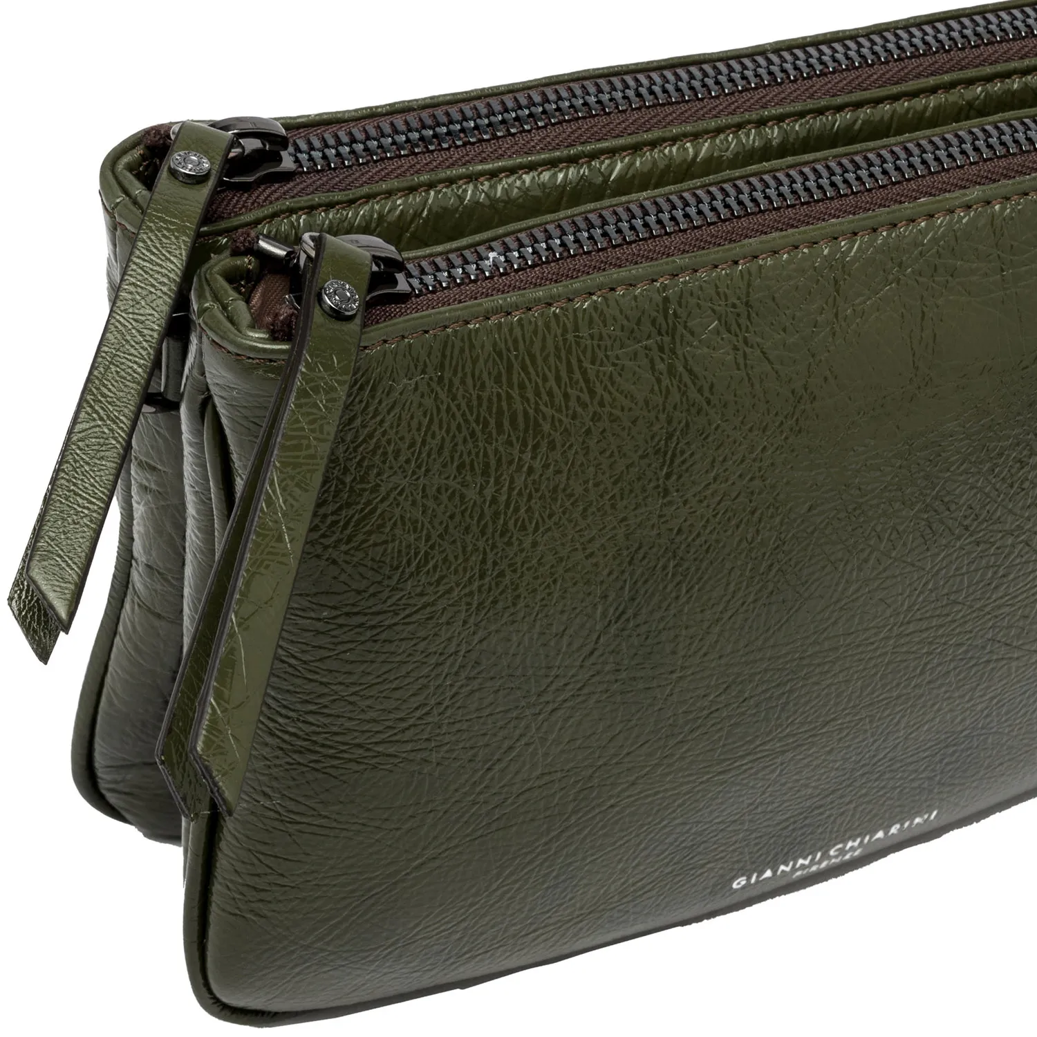 Borsa crossbody Frida in pelle verde fango