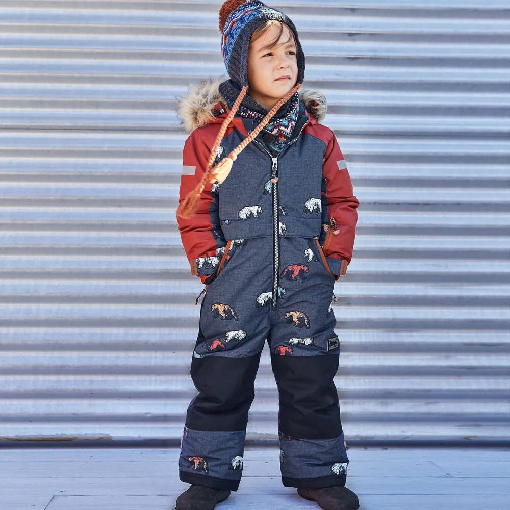 Boys Blue & Red Bear Snowsuit