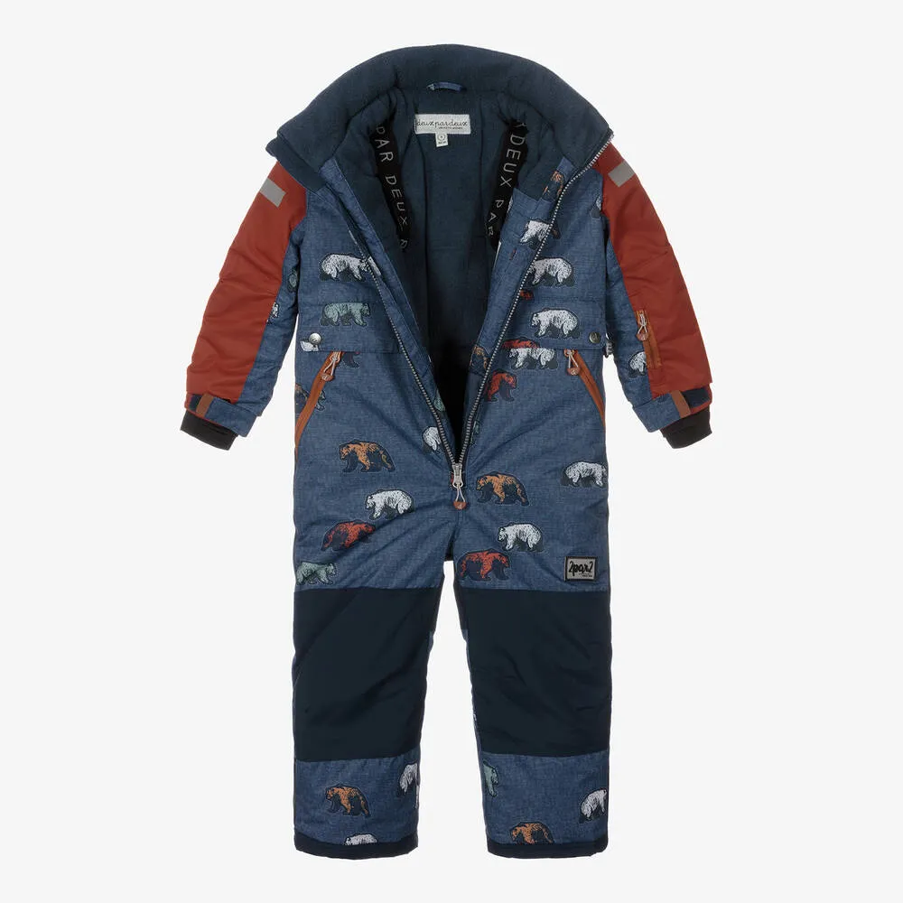 Boys Blue & Red Bear Snowsuit