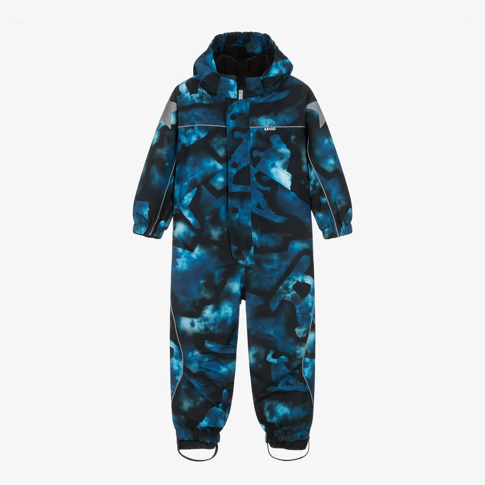 Boys Blue Patterned Snowsuit