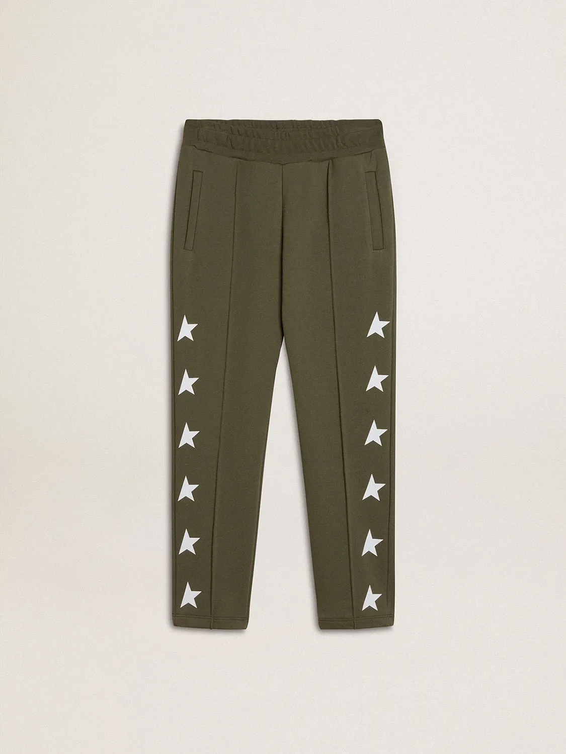 Boys' military-green joggers with white stars