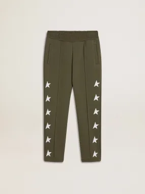 Boys' military-green joggers with white stars