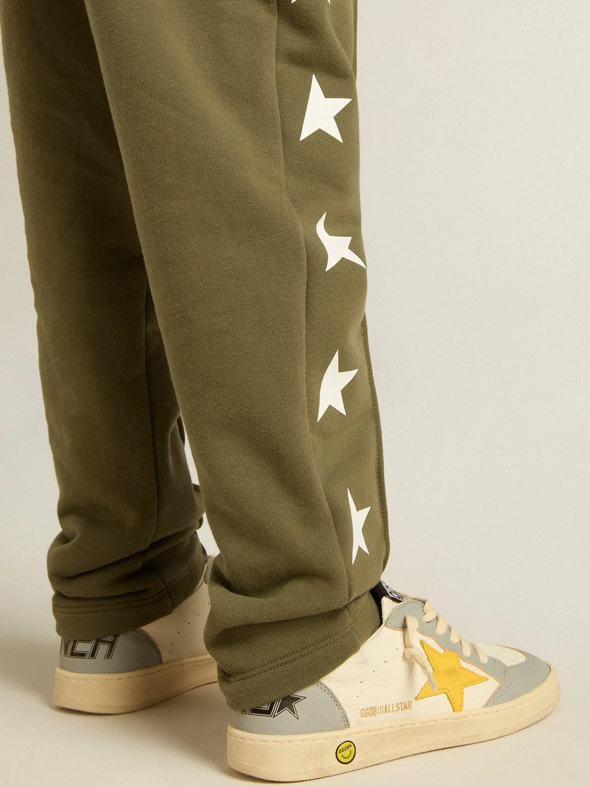 Boys' military-green joggers with white stars