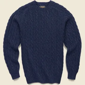 Cable Crewneck Sweater - Navy