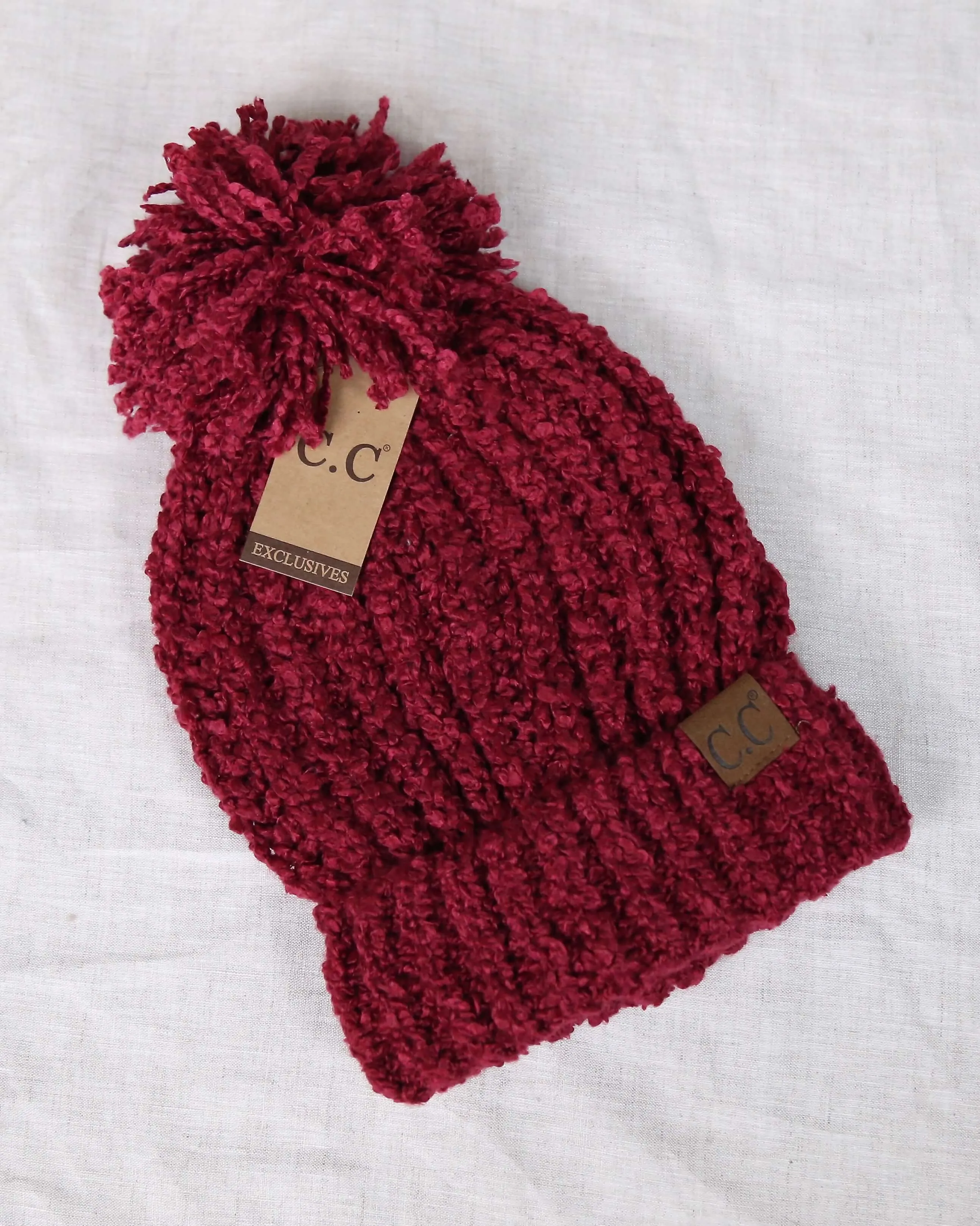 C.C. Beanies - Chenille Pom Soft Knit Winter Hat in More Colors