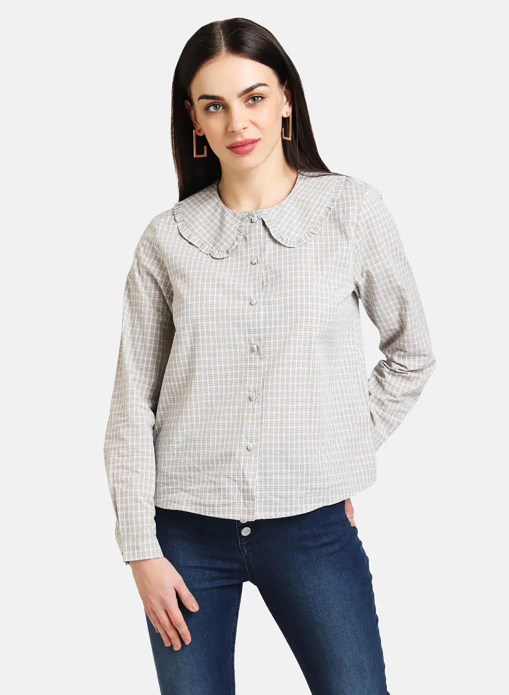 Checked Peter Pan Collar Shirt