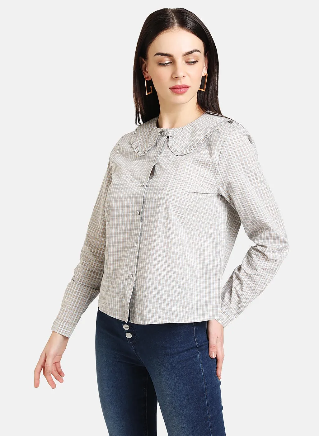 Checked Peter Pan Collar Shirt