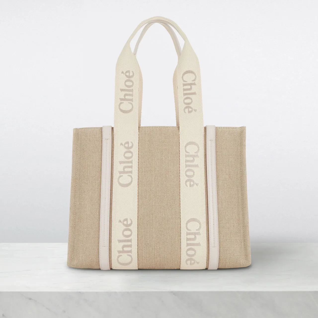 CHLOÉ Woody Logo Tote Bag - Wild Grey