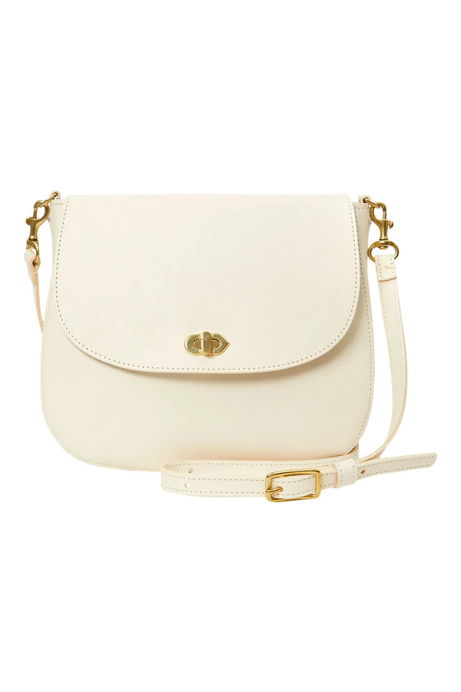 Clare V. Turnlock Louis Bag in Cream