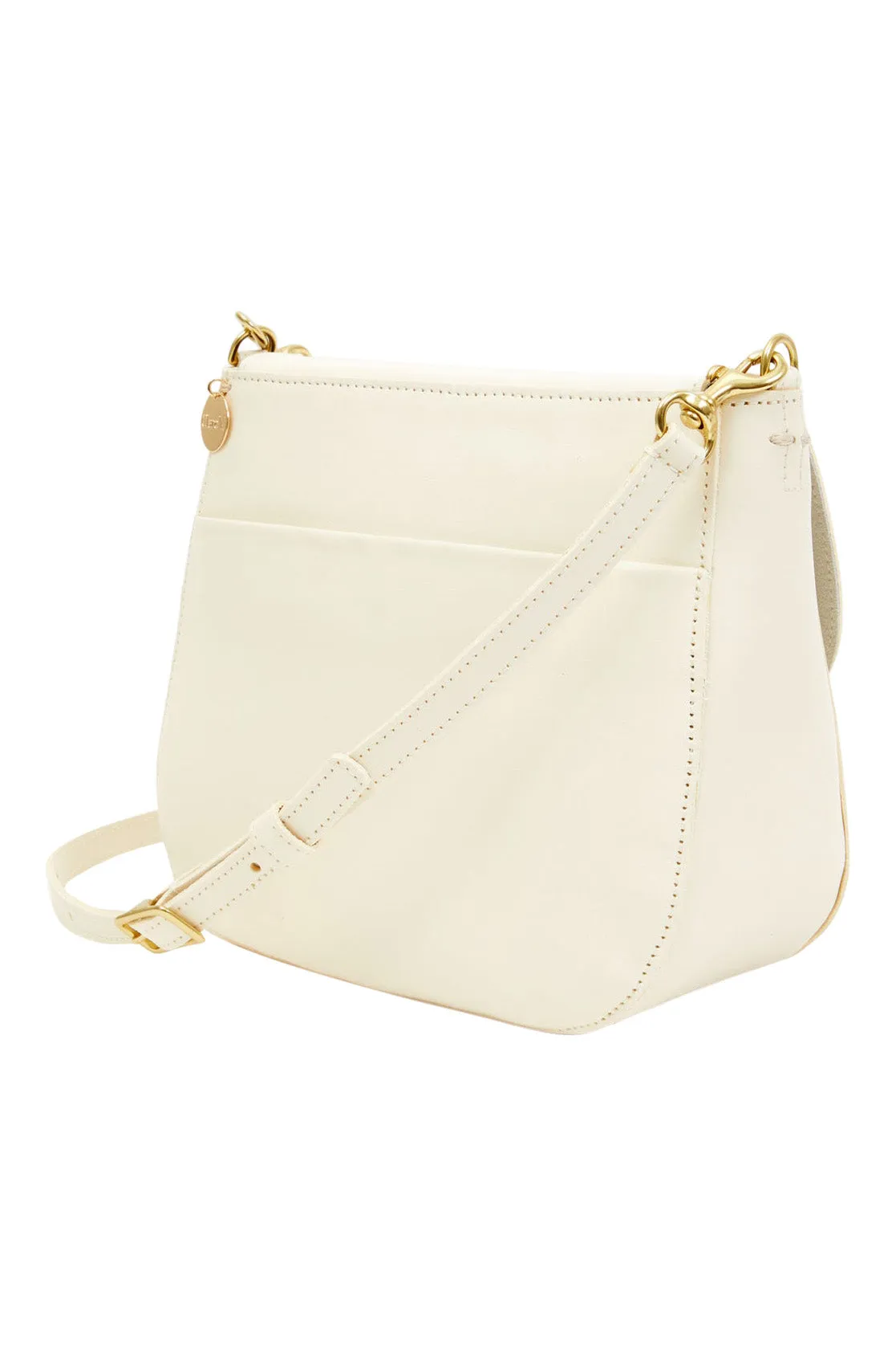 Clare V. Turnlock Louis Bag in Cream