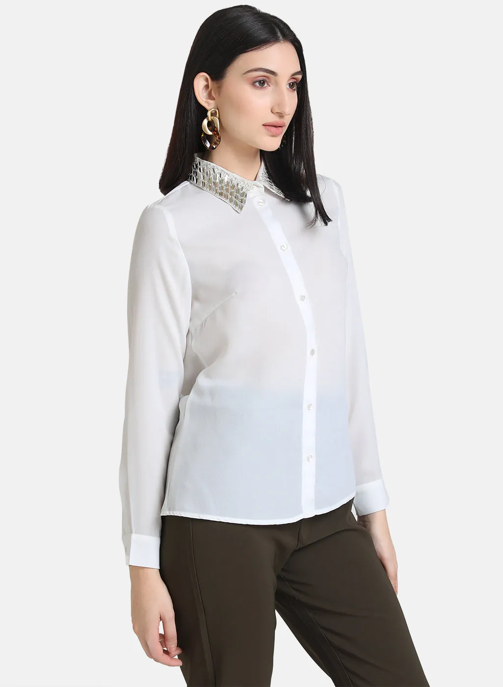 Collar Embellished Shirt