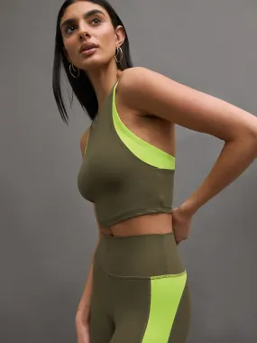 COLORBLOCK HIGH NECK BRA - IVY GREEN/ ACID LIME