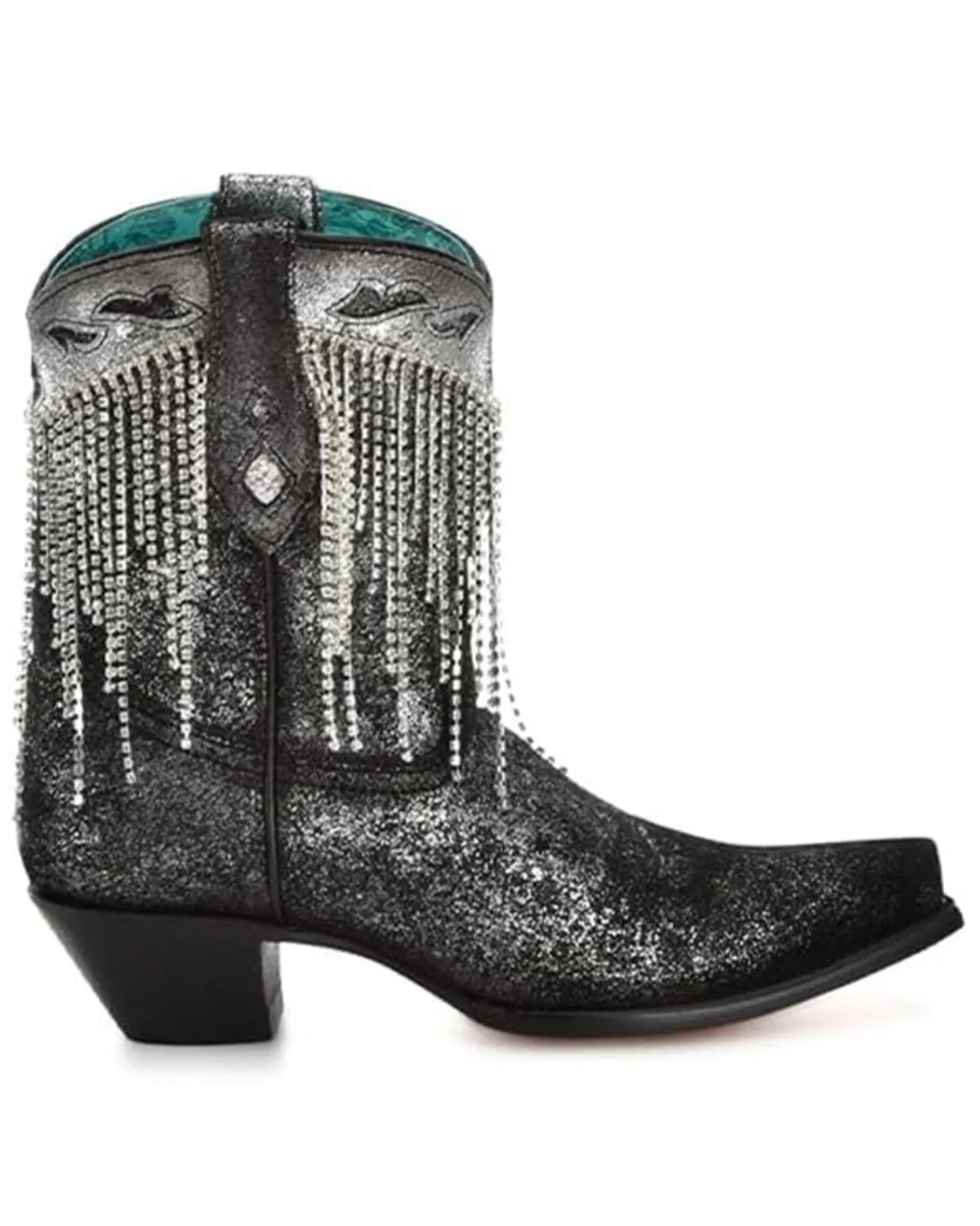 Corral Women's Overlay Crystal Fringe Booties - Snip Toe