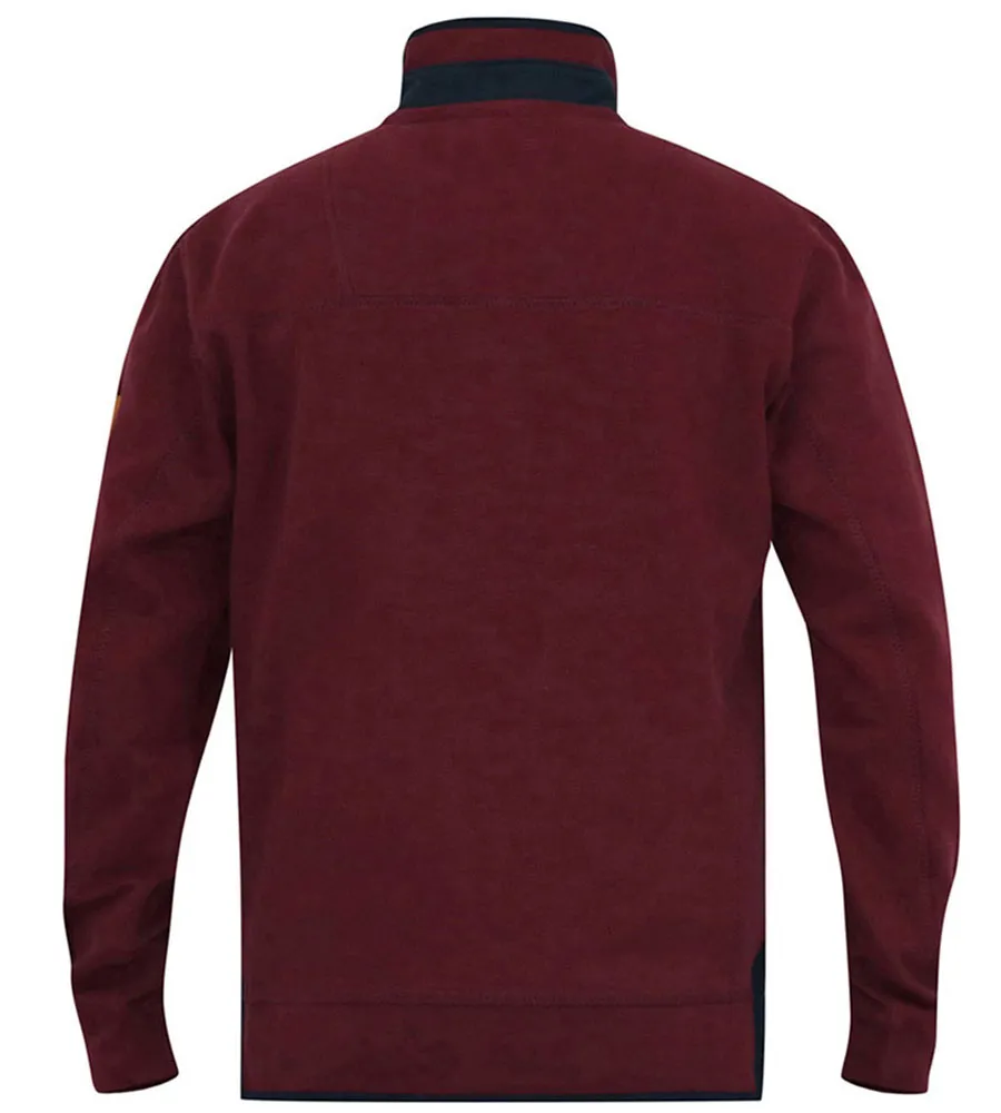 D555 Big Mens Burgundy Pique Fleece Sweatshirt With 1/4 Zip (HIRALDO)