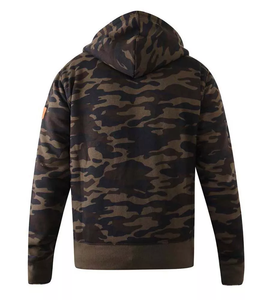 D555 Mens Full Zip Hoodie With Camouflage Print (REGENT)