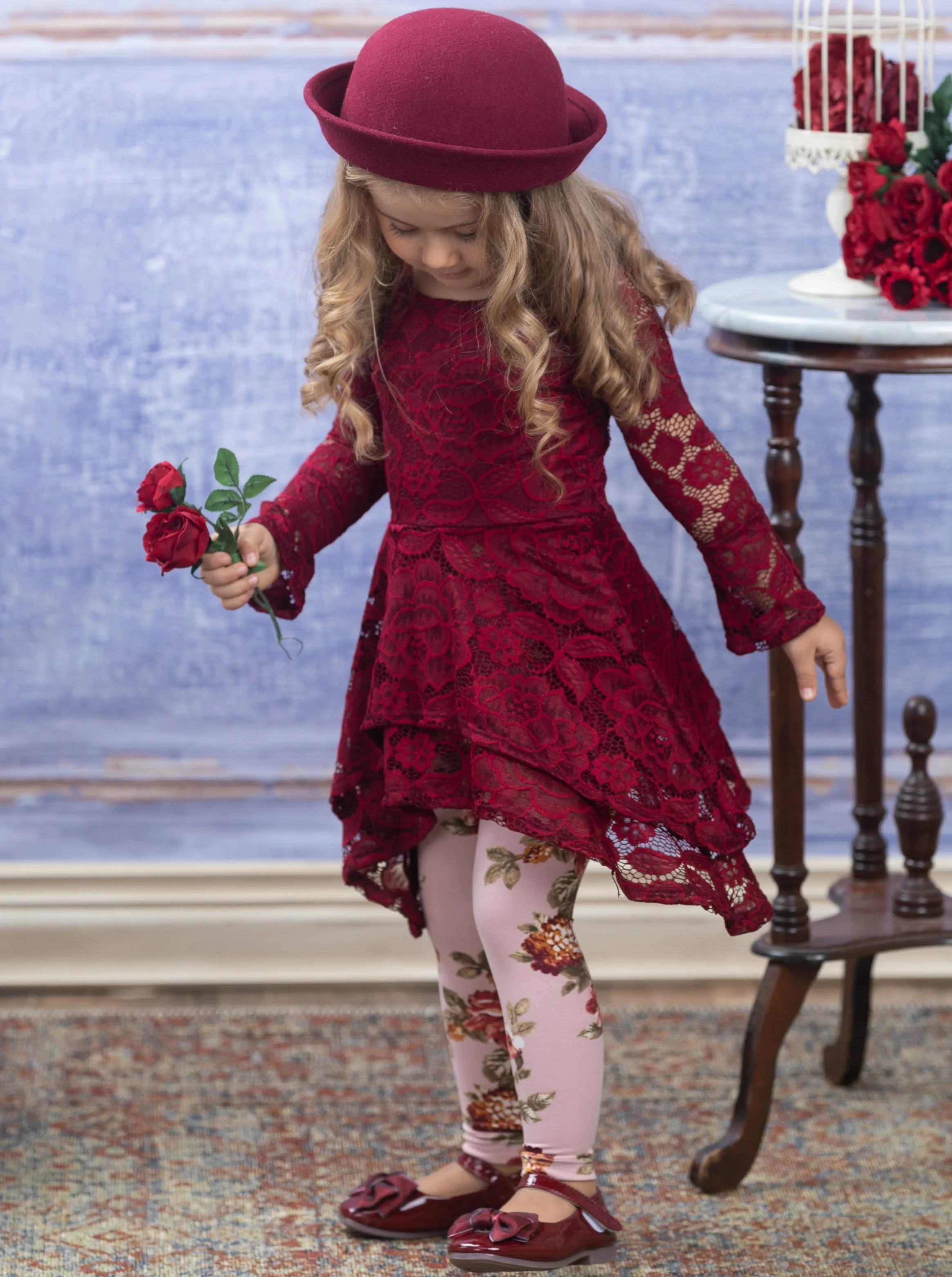 Darling Lace Sidetail Tunic and Legging Set