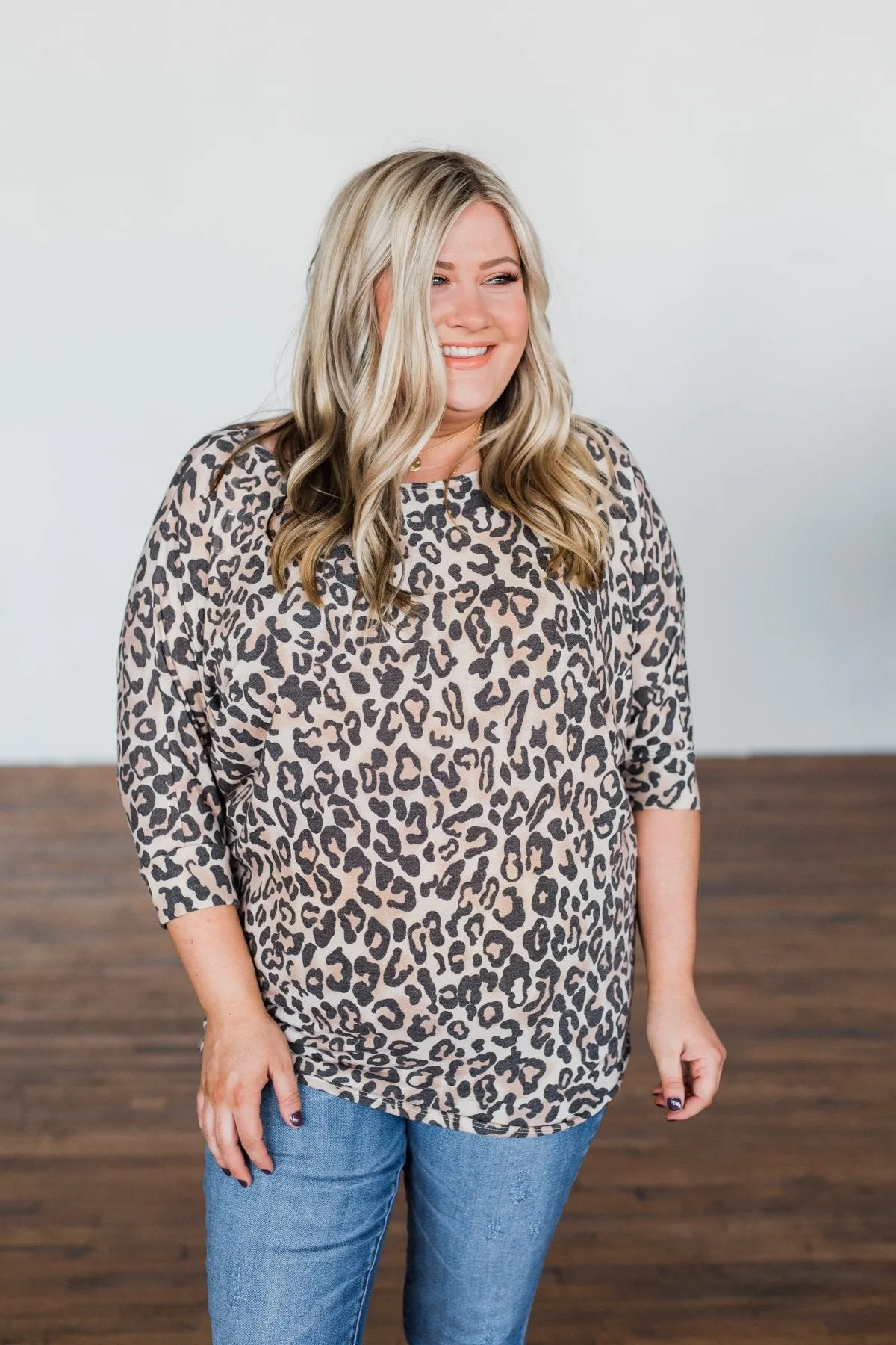 Days Of Adventure Dolman Sleeve Top- Neutral Leopard